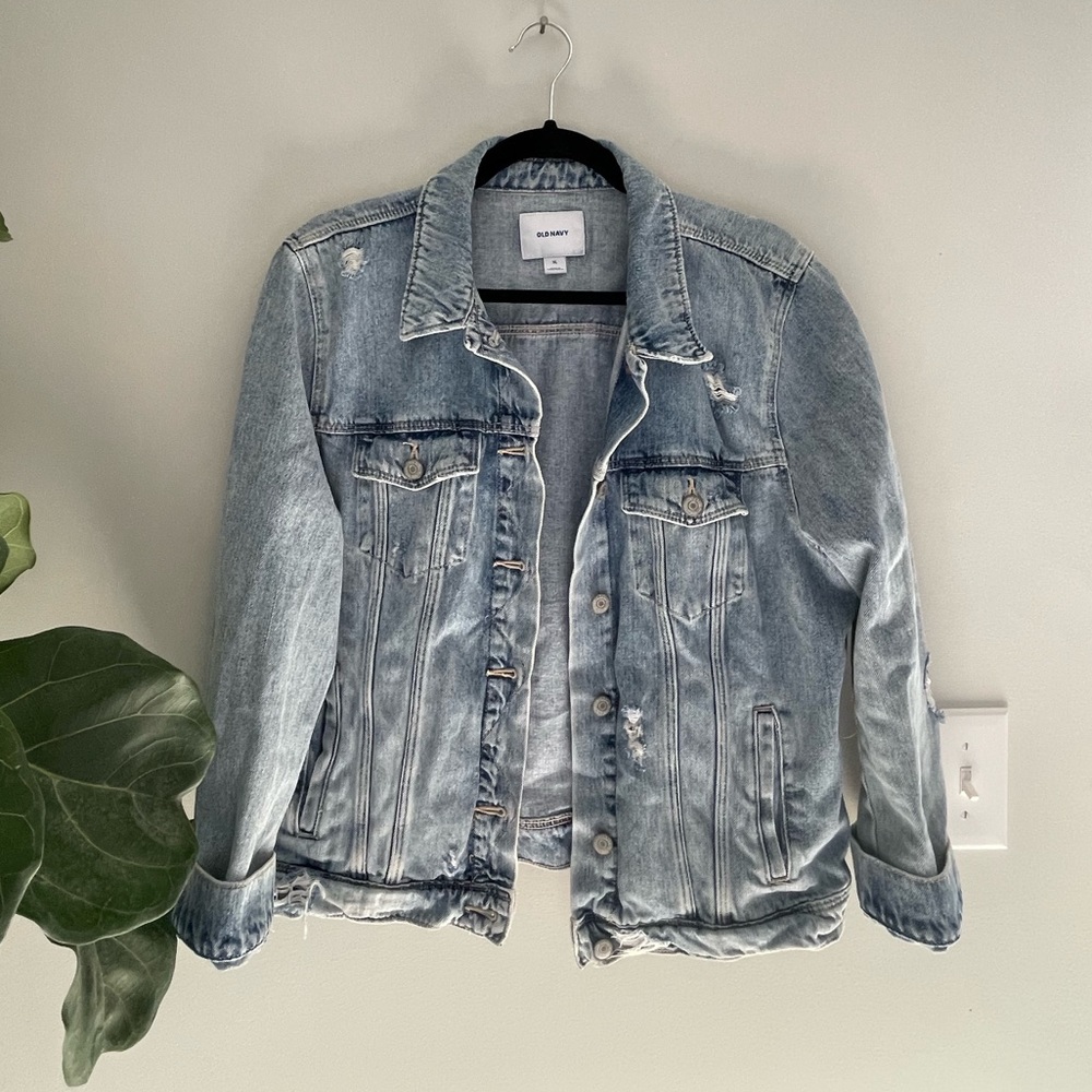 Distressed Denim Jean Jacket